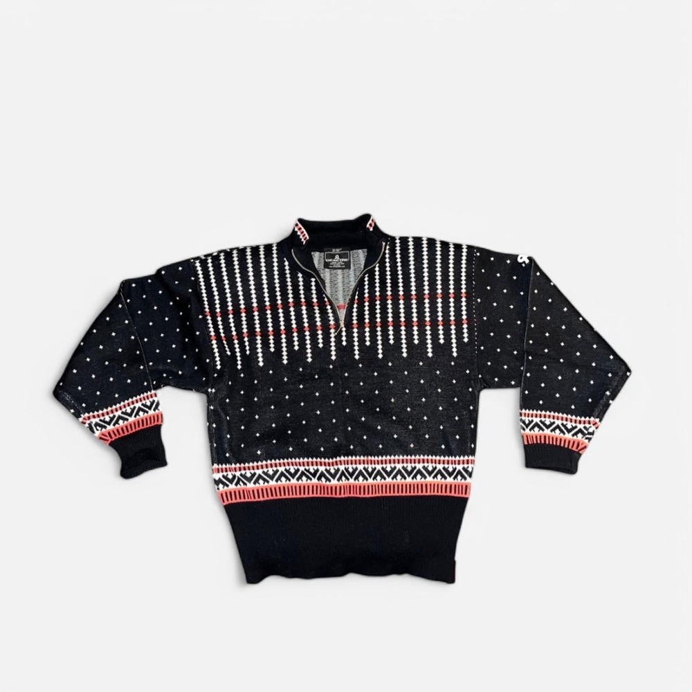 Demetre Black Vintage Acrylic Wool Winter Ski Sweater Size L